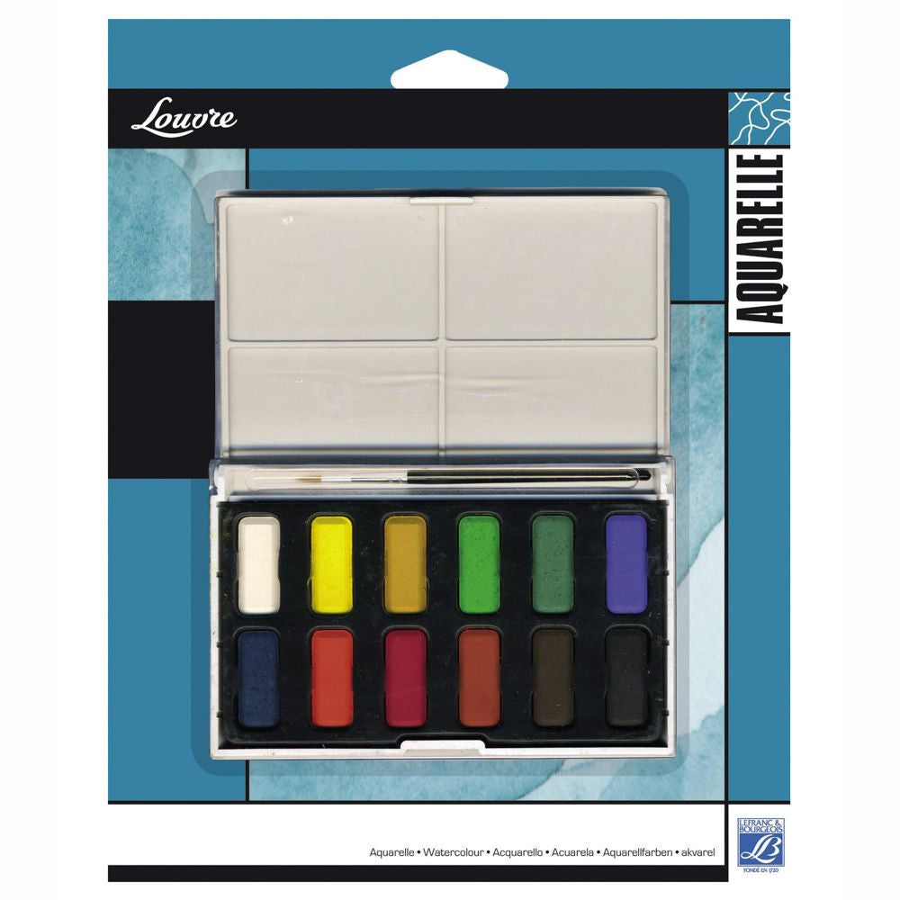 Tinta Aquarela Lefranc & Bourgeois 12 Cores Pastilha Inteira